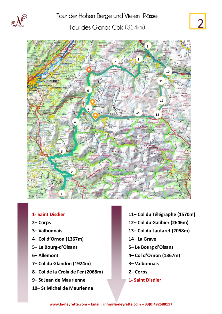 Exemple de circuit moto : Tour des Grands Cols, 314 km